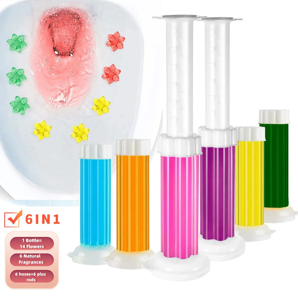 6IN1 - Up To 84Flowers Floral Toilet Cleaning Gel Toilet Deodorizing Cleaner & Air Fresheners - Deodorize & Remove Odors