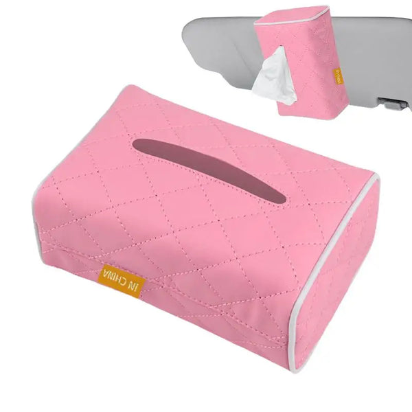 Plaid PU Leather Car Tissue Dispenser